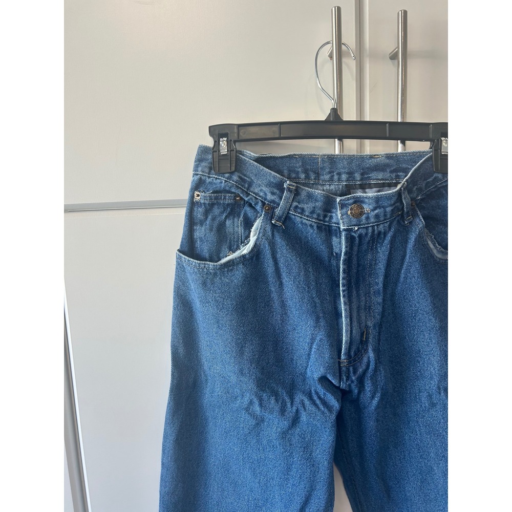 Vintage Mens Straight Leg Denim Jeans Medium Wash Blue Five Pocket Rugged 37x30 - Picture 2 of 12